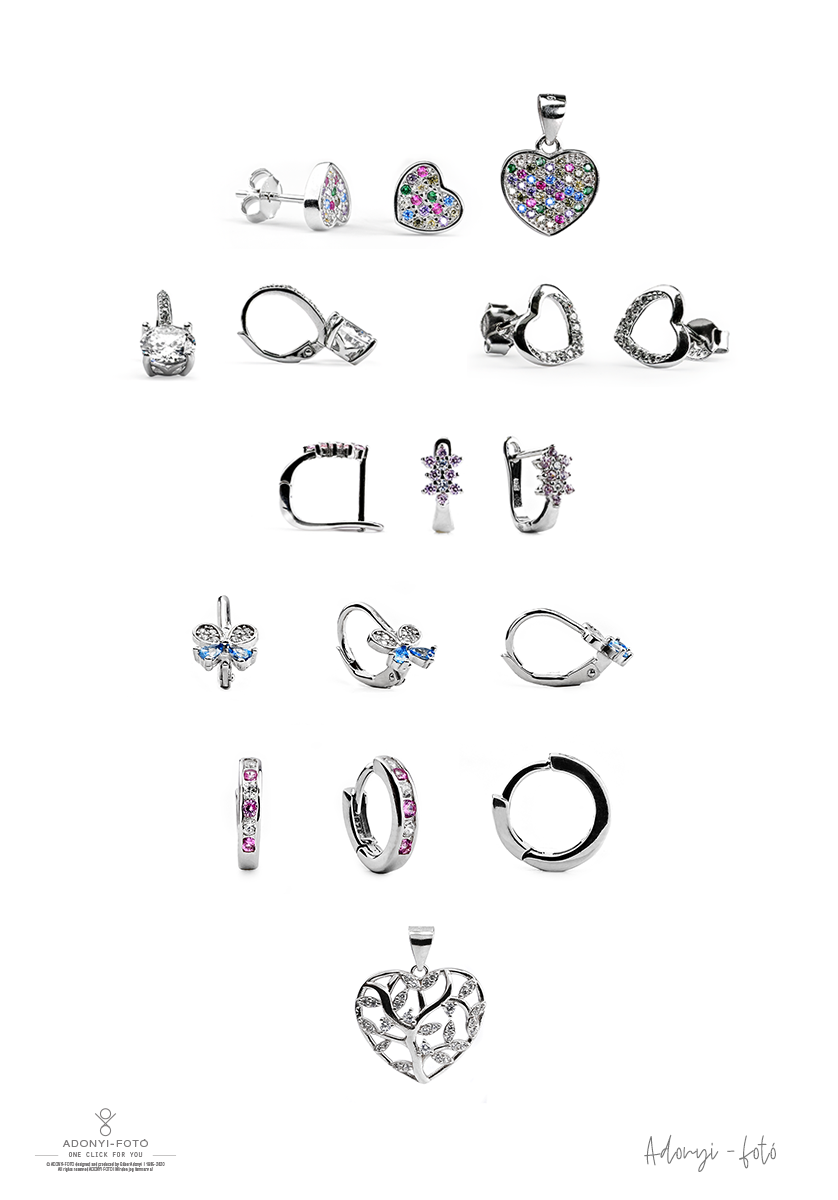 Végtelenített fehér hátteres ékszerfotózás webshopba Budapesten